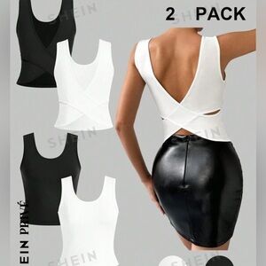 2 Pcs Women's Back Crossed Straps Sexy Sleeveless tops Multicolor / XL(U…